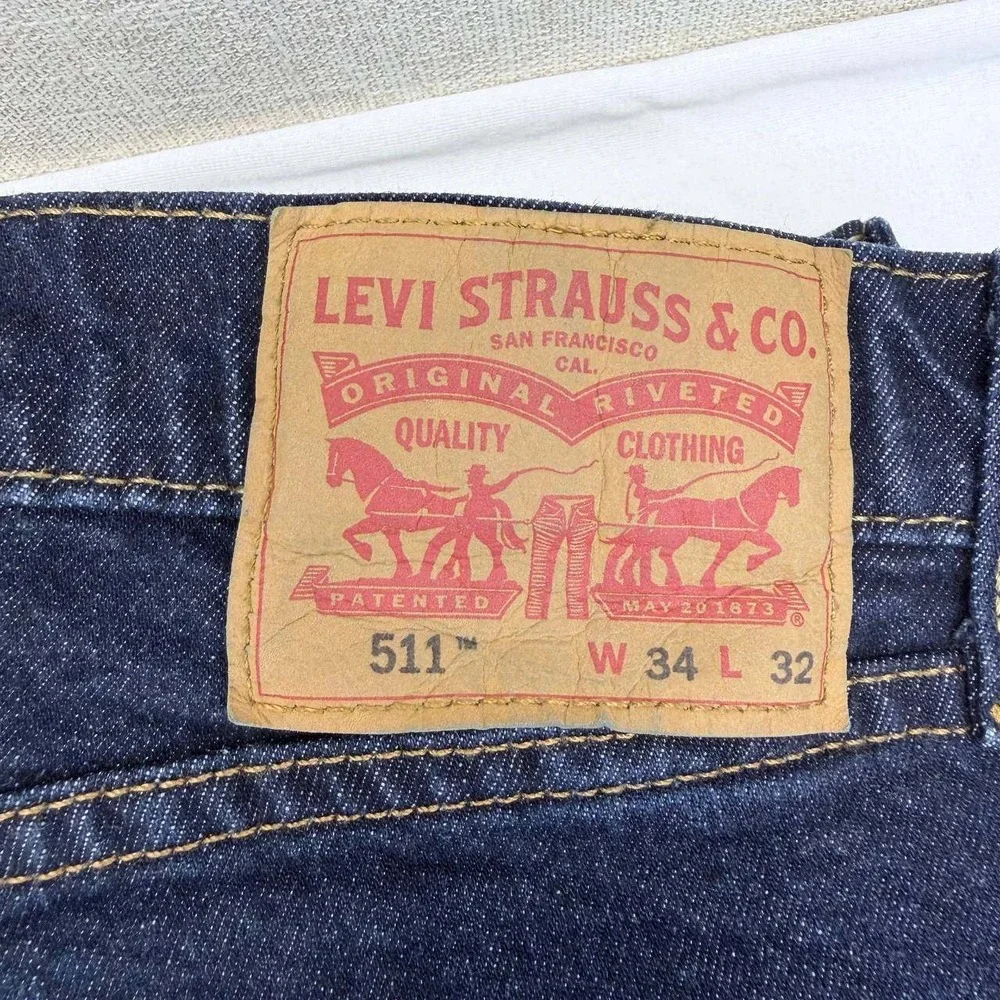 Levis 511 Slim Fit Jeans Mens 34x32 Dark Indigo Blue Denim 04511-4534